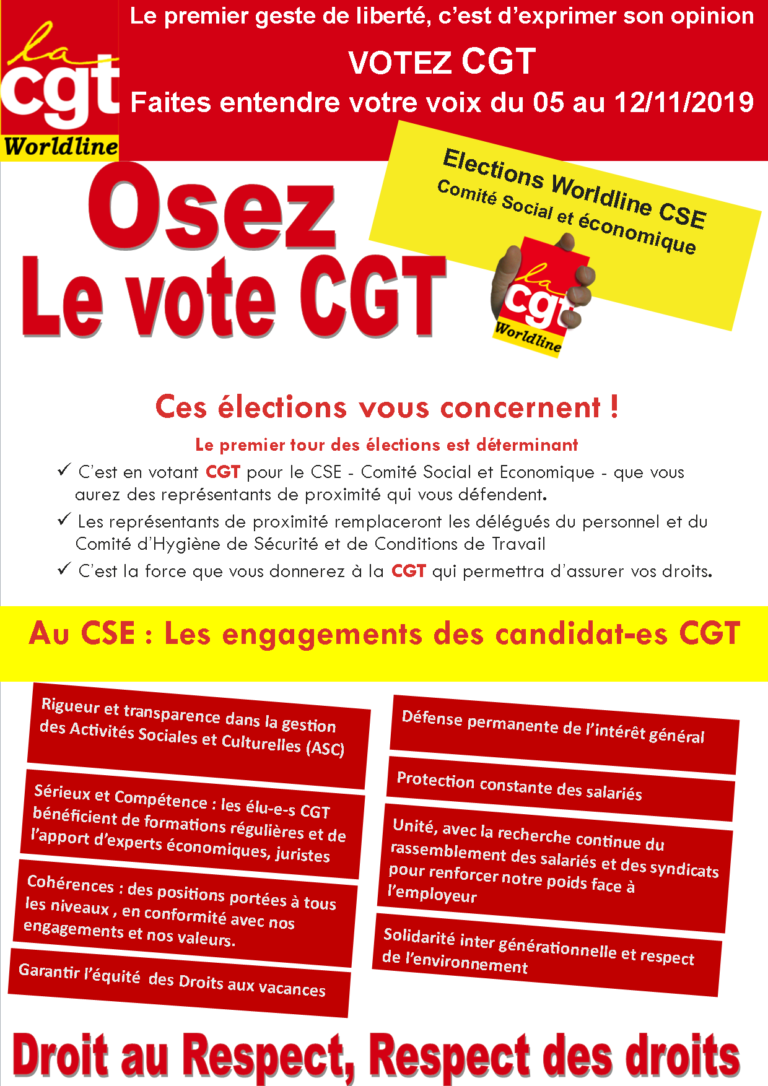 Election CSE  votez CGT  CGT WorldLine